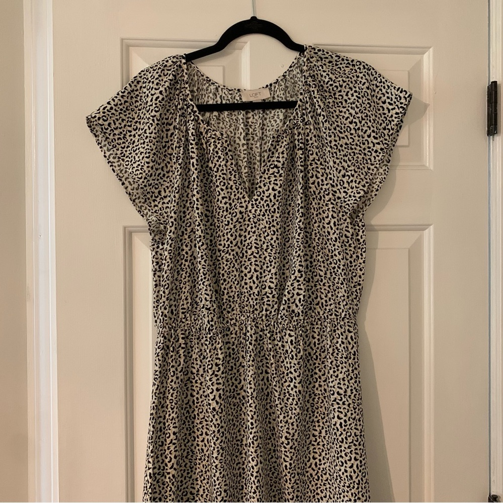 Loft cheetah print midi dress